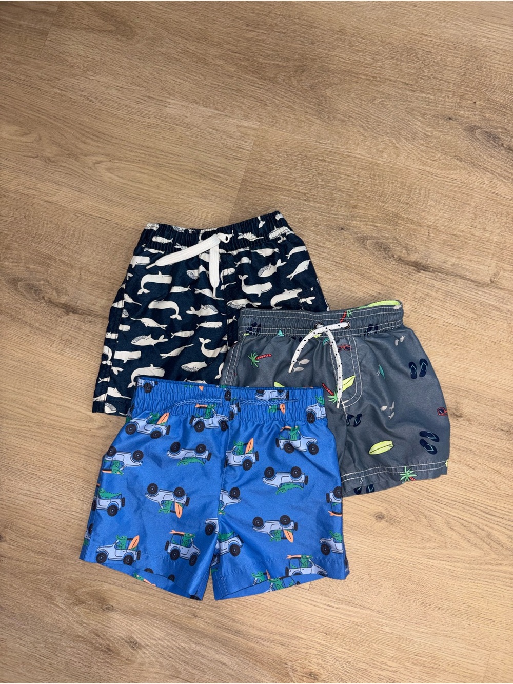 Joe Fresh Bright Blue Swim Trunks with Surf Truck Print and old navy